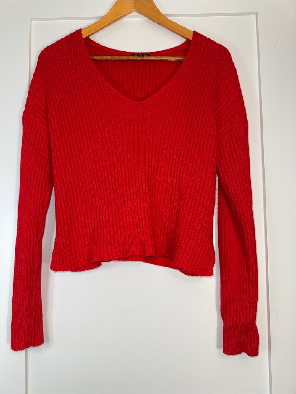 wild fable Red Ribbed V-Neck crop Sweater Sz XXL Rachel Buffy Kat Stratford  90s